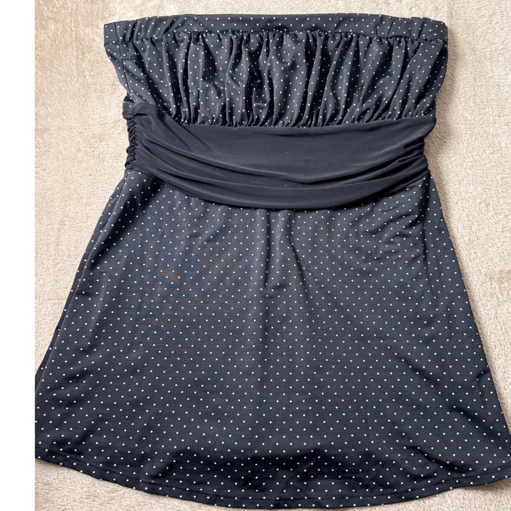 White House Black Market Polka Dot Strapless Babydoll Tube Top M Feminine Y2K